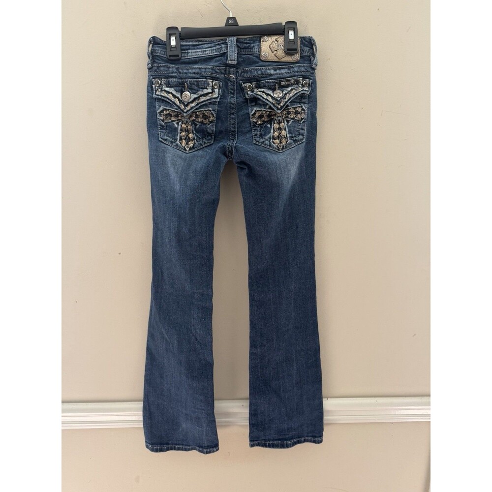 Miss Me Girls Jeans Size 12 Bootcut Sequin Rhinestone Cross Pocket JK7084B2